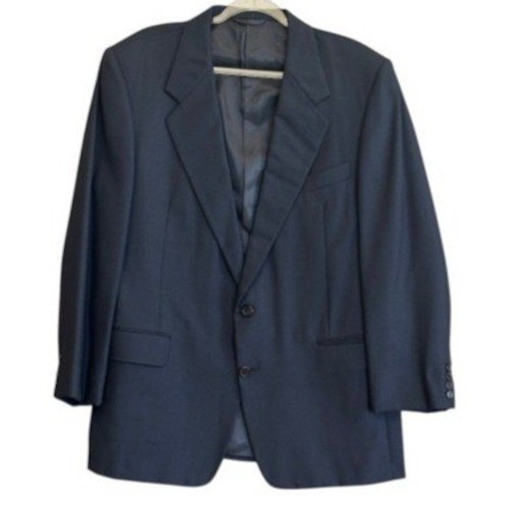 Saks Fifth Avenue Mens Blue Two Button Blazer Sport Coat Jacket Professional